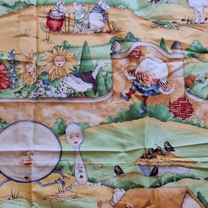Vintage "Patches & Rhymes" by J Wecker-Frisch for SSI Mother Goose Fabric Comes in 5 Pieces All Varying Sizes Combined to More than 4yds