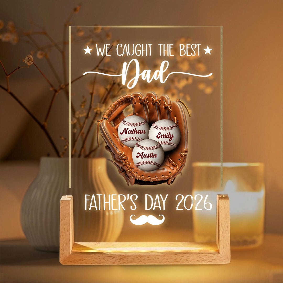 Custom We Caught the Best Dad Led Lamp Gift, Personalized Father's Day ...