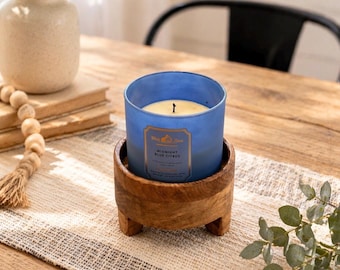 Solid Wood Jar Candle Holder | Handcrafted Candle Display | Rustic Wood Candle Holder | Cozy Candle Holder Decor