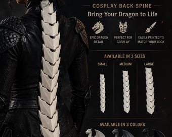 Armadura de cosplay con forma de columna vertebral de dragón / Pieza de espalda de dragón flexible de fácil montaje / Accesorio de disfraz de fantasía impreso en 3D / Columna vertebral para LARP de ferias renacentistas