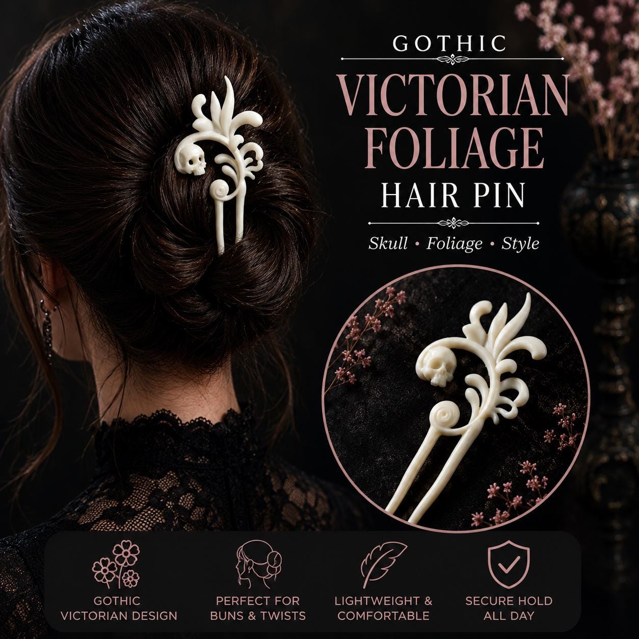 Vintage Brass Filigree Hair Pins Set of 6 Ornate Bun Hair Sticks Boho Victorian Commission of a decorative hair comb fully made of brass  main image 3
