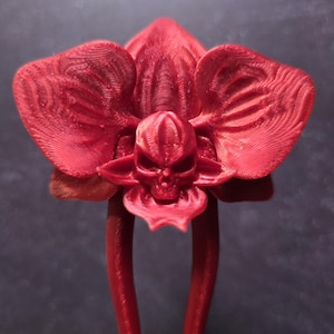 Fermaglio per capelli a torsione con orchidea demoniaca – Accessorio gotico per capelli, elegante fermaglio per acconciature raccolte e chignon francesi