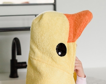 Yellow Rubber Ducky Hooded Bath Towel