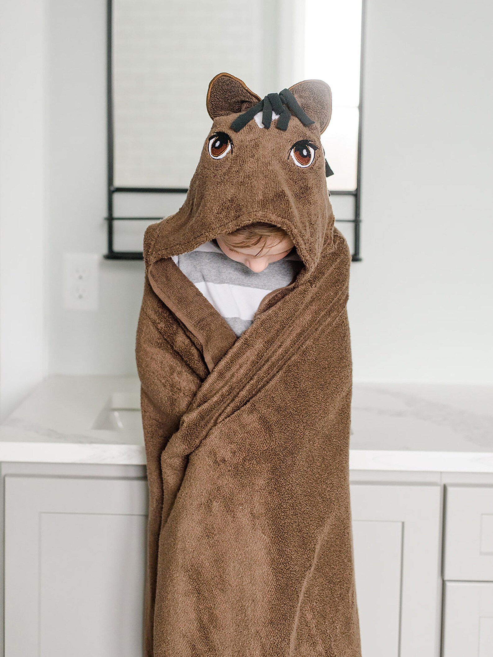 Brown Horse Hooded Bath Towel in FastDrying Cotton Etsy