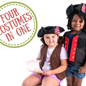 Ship's Captain Dressup, Revolutionary War Hero Costume Set for kids ages 3 Multipurpose space-saving costume image 1