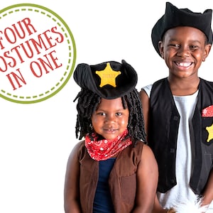 Cowboy or Cowgirl Dressup Set for kids ages 3 a multipurpose space-saving four-in-one costume image 1