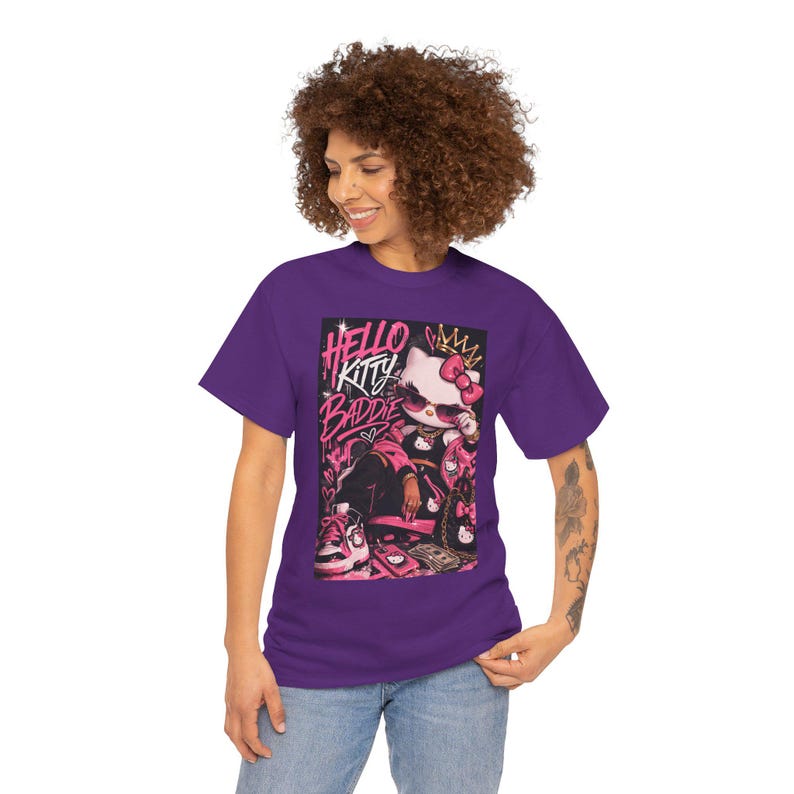 Hello Kitty Baddie graphic tee | Cute Pink Retro Character T-Shirt image 7