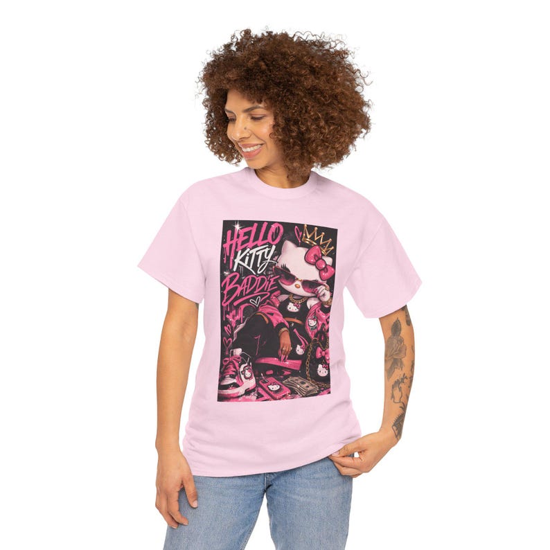 Hello Kitty Baddie graphic tee | Cute Pink Retro Character T-Shirt image 8
