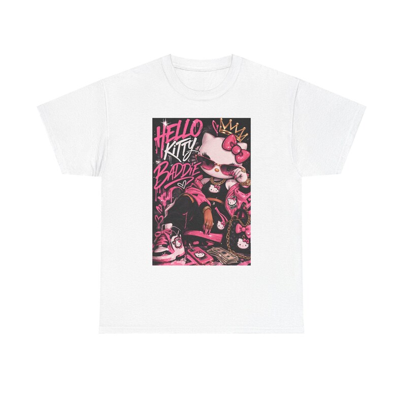 Hello Kitty Baddie graphic tee | Cute Pink Retro Character T-Shirt image 2