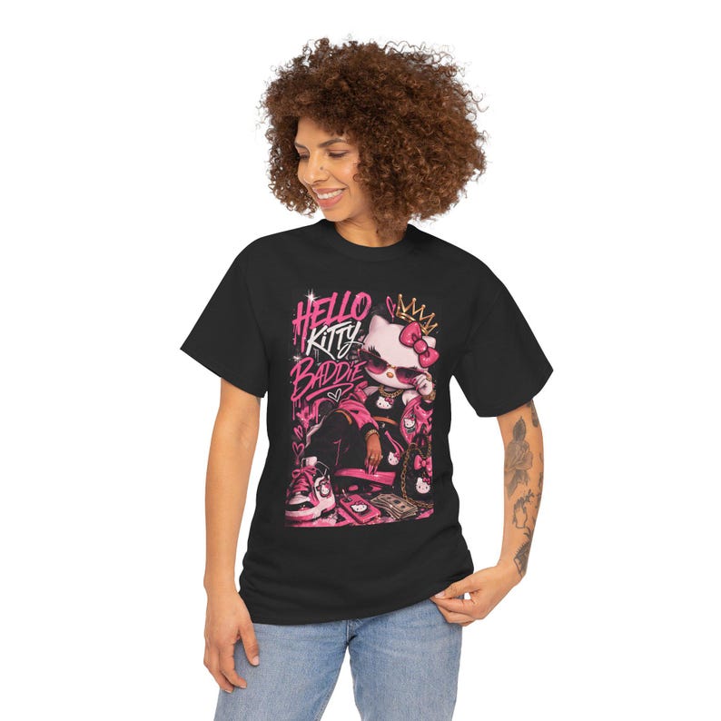 Hello Kitty Baddie graphic tee | Cute Pink Retro Character T-Shirt image 6