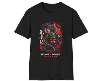 Dragon Samurai T-Shirt | Fierce Chest Print, Mythic Storytelling Apparel