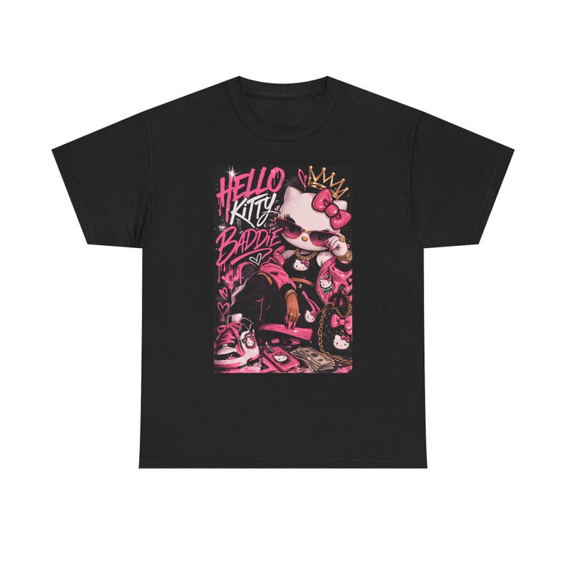 Hello Kitty Baddie graphic tee | Cute Pink Retro Character T-Shirt image 1