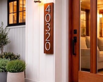 Farmhouse Address Sign, Vertical House Number Plaque, Beach Cottage Decor