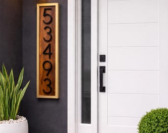 Farmhouse Address Sign, Vertical House Number Plaque, Beach Cottage Decor