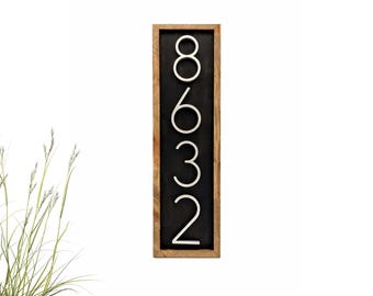 Farmhouse Address Sign, Vertical House Number Plaque, Beach Cottage Decor