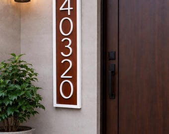 Farmhouse Address Sign, Vertical House Number Plaque, Beach Cottage Decor