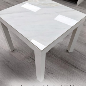 Square Quartz Top Side Table – Modern Minimalist Coffee Accent Table
