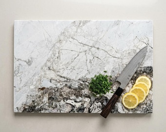 One of a Kind Marble Cutting Board 17x11, Luxury Glossy Stone Pastry Slab, Modern Breccia Cheese Charcuterie Board, Unique Kitchen Gift