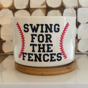 Baseball Planter – Succulent Pot with Bamboo Tray, Personalized Home Decor