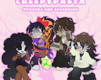 Creepypasta - Pegatinas / Llaveros: Jeff the Killer, Jane the Killer, Nina the Killer, Homicidal Liu