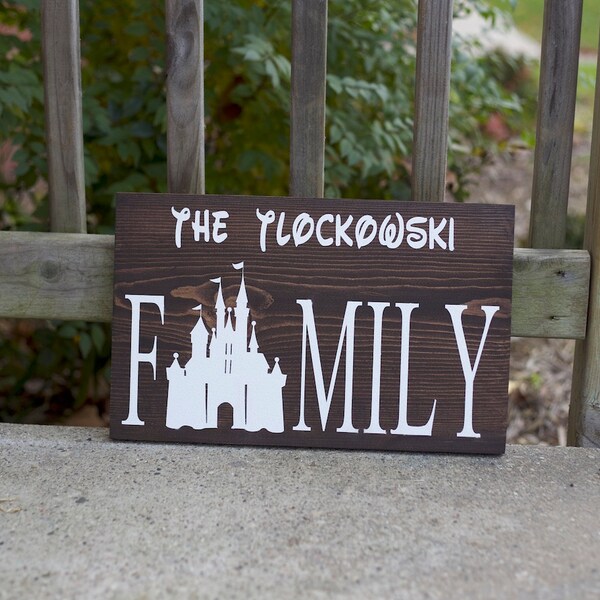 Disney Castle Family sign/Disney Sign/Disney Decor/ Disney Wood Sign, Farmhouse, Let It Go, Happily Ever After, Wood Decor