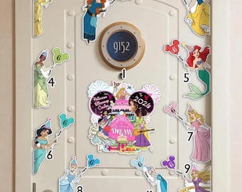 Personalized Princess Birthday Cruise Magnet, Custom Princess Party Door Magnet,Family Cruise Cabin Decor,Fairytale Birthday Vacation Magnet