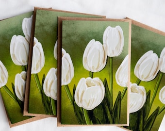 Grusskarten Mini Tulpen | Set mit 4 handgemachten Grußkarten