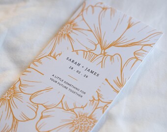 Personalised wedding money envelope | Handmade, botanical line art, wedding gift, marriage