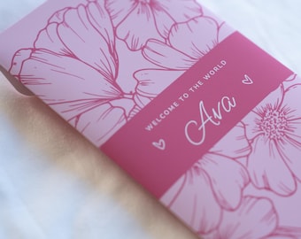 Personalised new baby card | Welcome to the world, baby shower gift, money envelope, pink