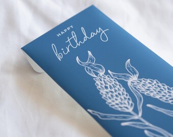Birthday money envelope | Handmade birthday card, botanical line art, cash gift