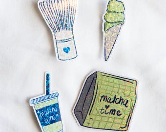 Matcha Time Aufkleberpaket | 4er-Set, Vinyl und wasserfest