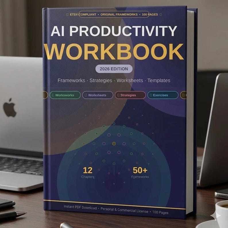 AI Productivity Workbook 2026 | AI Frameworks & Templates | Business Marketing Coding Writing | Digital PDF Download image 1