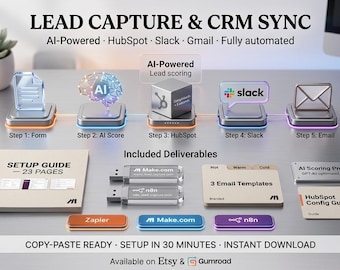 Automated Lead Capture CRM Sync Template | AI Scoring, HubSpot, Slack (Zapier, Make.com, n8n)