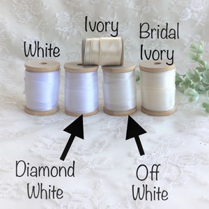 Off White Satin Ribbon Double Sided High Quality Satin Weddings, Invitations, Sashes Crafts, Apparel, Headbands  By the Yard
