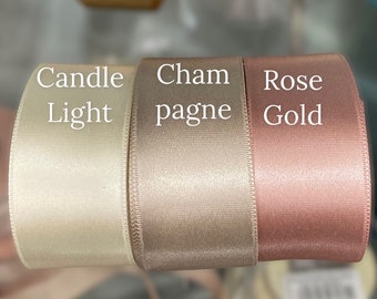 Champagne Satin Ribbon, Double Sided, Bridal Wedding Sash