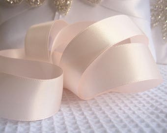 Blush Satin Ribbon Double Sided  High Quality Satin Ribbon Wedding Ribbon, Invitations, Sashes,  Crafts, Apparel, Headbands  By the Yard