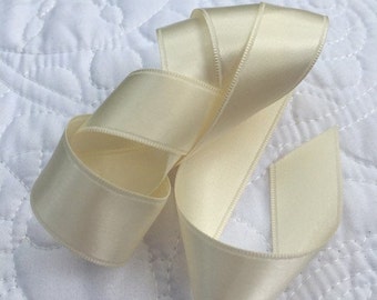 Ivory Satin Ribbon, Bridal Wedding Decor, By the Yard  Double Sided ribbon