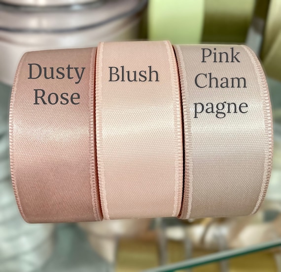 Dusty Rose Pink Ribbon, Double Faced Satin Ribbon, Widths Available: 1  1/2, 1, 6/8, 5/8, 3/8, 1/4, 1/8