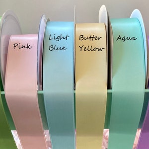 Satinband Satin doppelseitig Band Osterkorb Bögen Band Meterware Blau, Lavendel, Pink, Gelb und Grün Band
