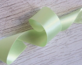 Light Green Lux Satin Ribbon Double Sided Luxurious Quality Satin Weddings, Invitations, Sashes Crafts, Apparel, Headbands  By the Yard