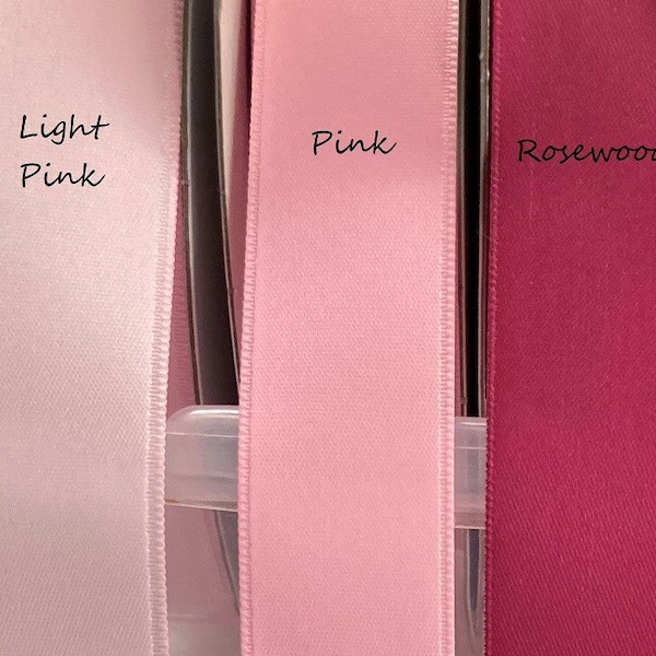 Pink, Light Pink, Rose Satin Ribbon Double Sided Luxurious Quality Satin for Weddings, Invitations, Sashes, Crafts, Apparel, By the Yard