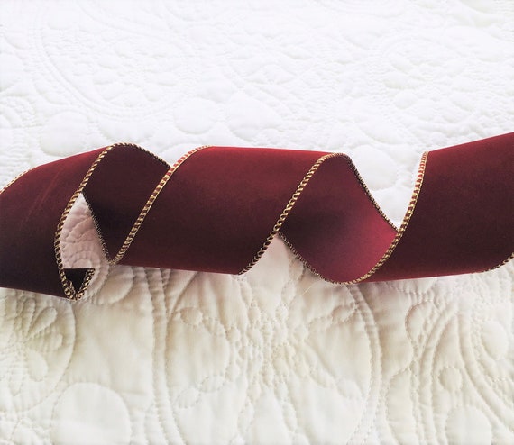 Burgundy Ribbon Wired and Waterproof Velvet 2.5 Christmas Ribbon