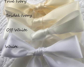 White Satin Ribbon Wedding Ribbon Off white, Bridal Ivory, True Ivory and White Double Sided High Quality Satin, Invitations, By the Yard