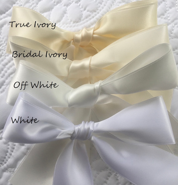 Ivory Satin Ribbon Wedding Ribbons off White, Ivory, Cream Double