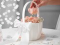Satin Flower Girl Basket for Wedding: Elegant Wedding Decor