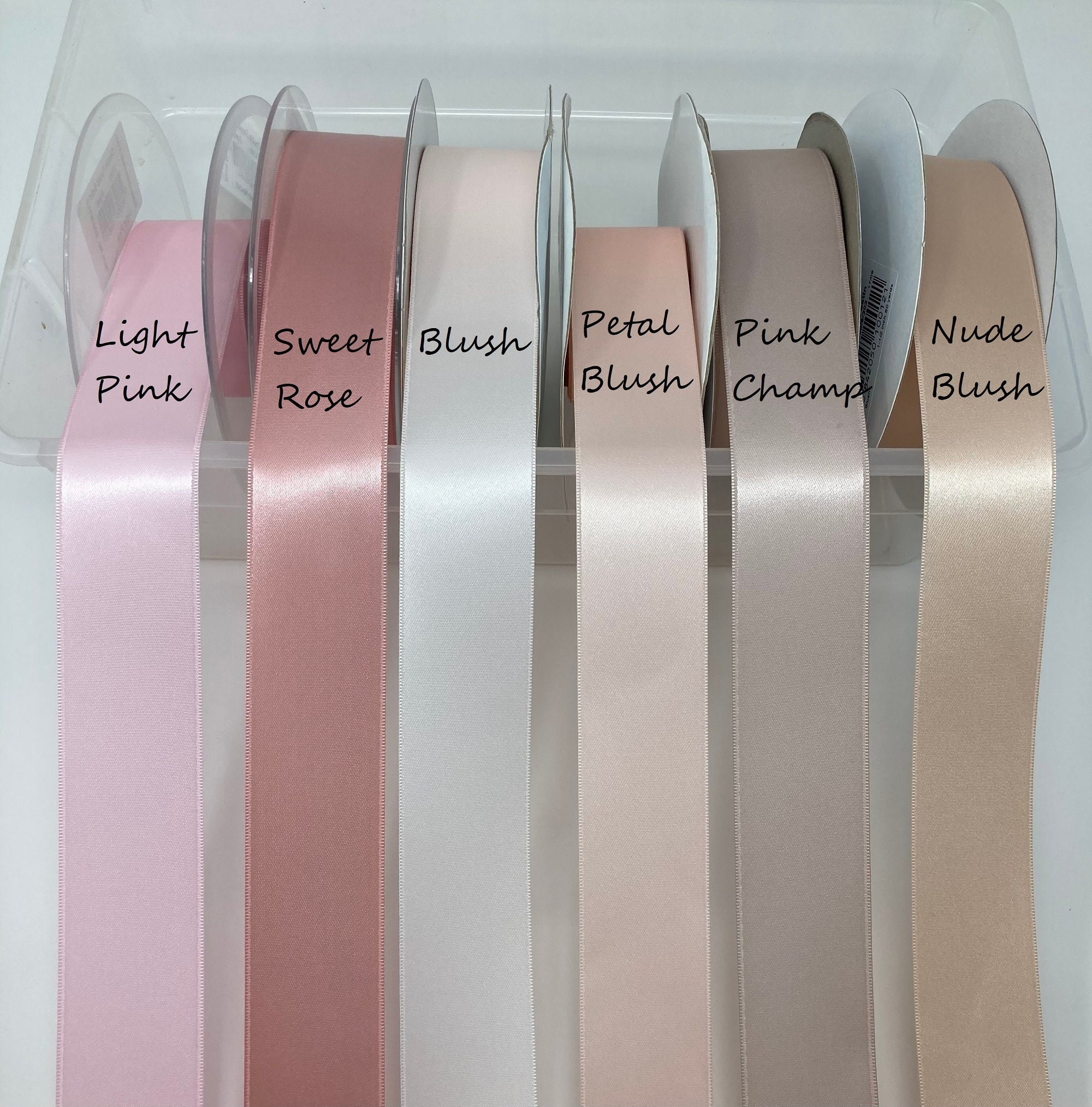 Blush colored satin ribbon deals