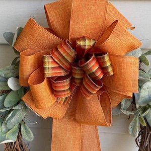Fall Bow Fall Wreath Bow Wreath Bow Porch Decor Fall Decor Farmhouse Ribbon Large Bow Bronze ribbon