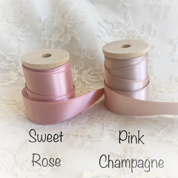 Sweet Rose Pink Satin Ribbon Ballet Pink Double Sided  High Quality Satin By the Yard Wedding Invitations