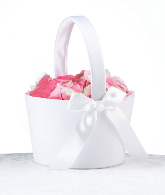 Flower Girl Basket Diy Large Holds Lots Of Petals White Satin Or Ivory Make Your Own Wedding Supplies