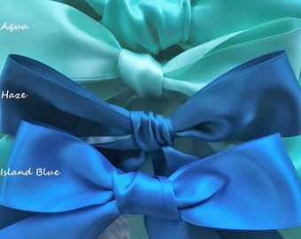 Sarcelle bleu turquoise vert, ruban Aqua Satin double face de qualité pour mariages, invitations, sashs, artisanat, vêtements, par mètre